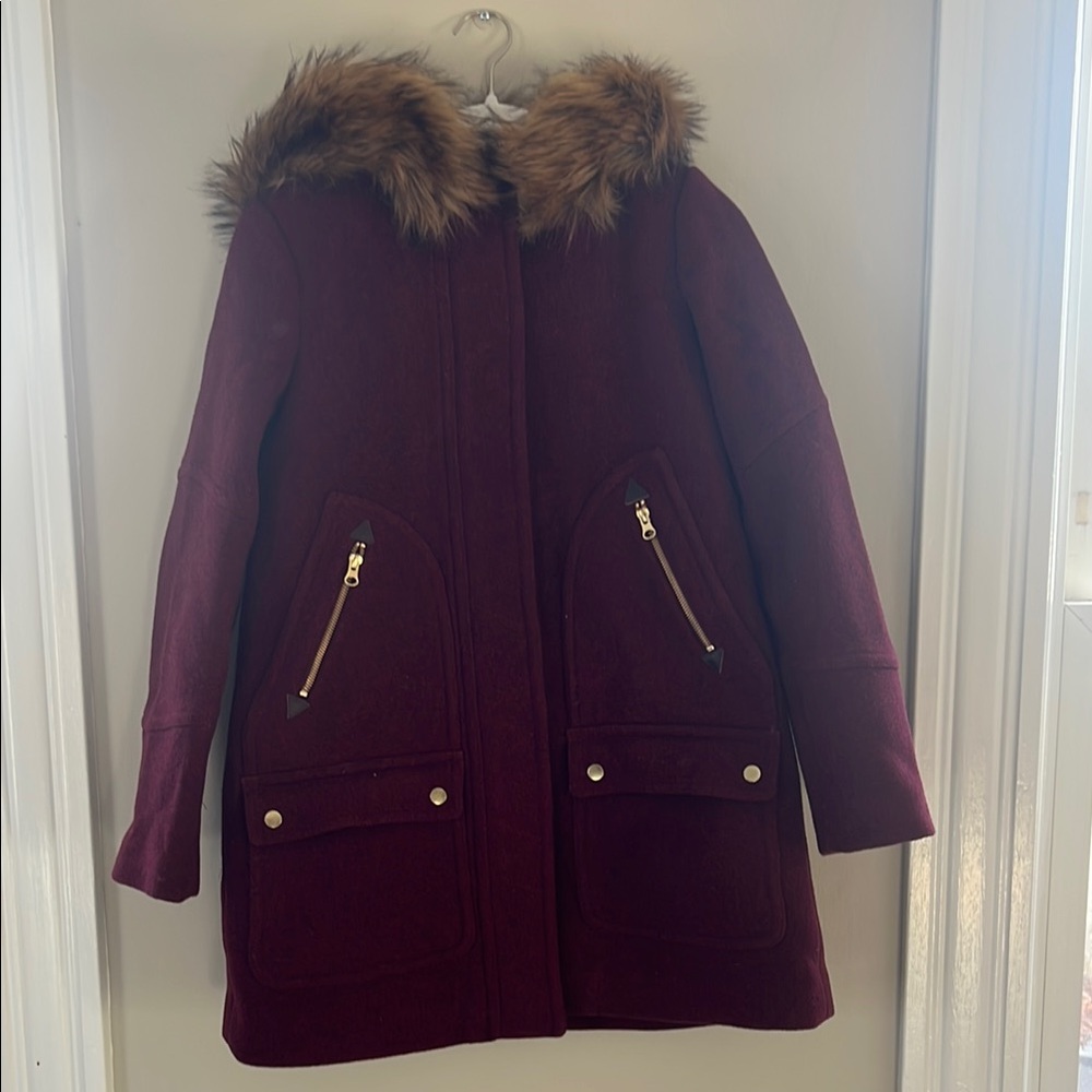 NWT J. Crew Chateau parka Burgundy Size 2